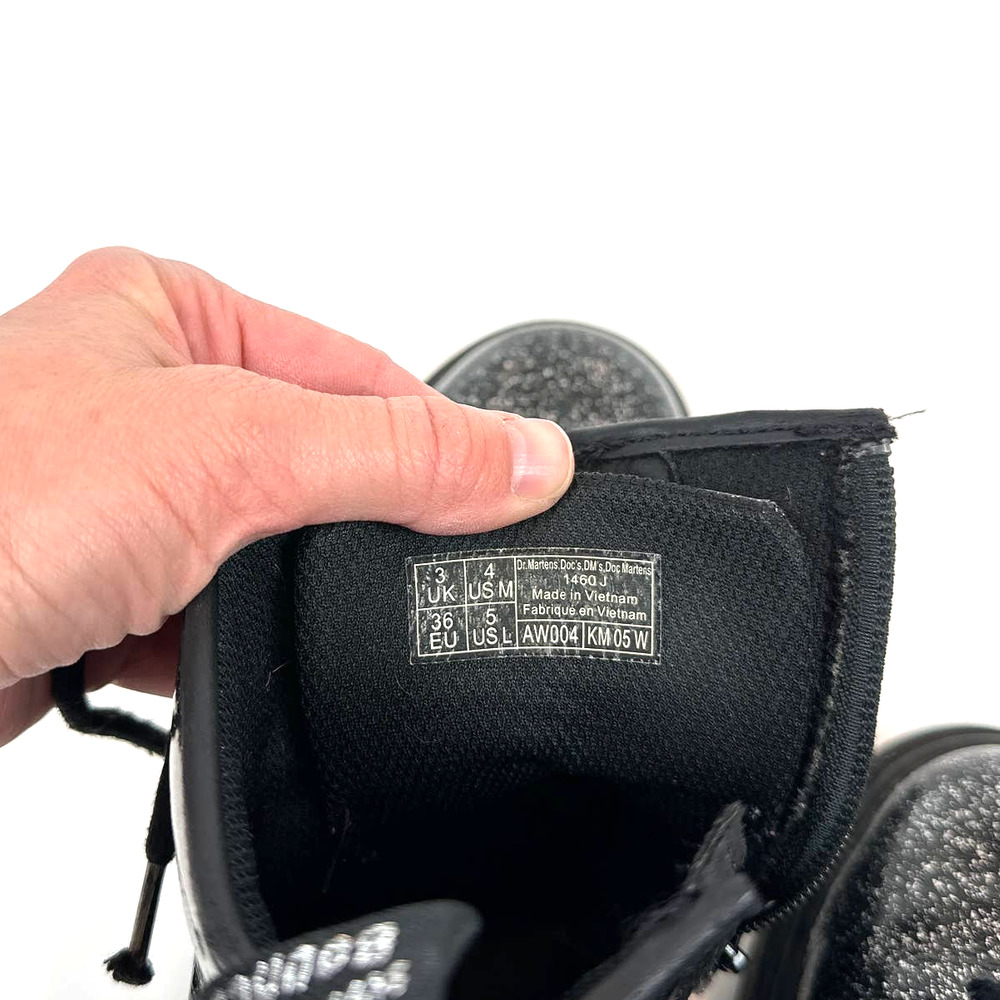 Dr. Martens 1460 Black Cosmic Glitter Lace Up Boots Zipper - Picture 7 of 7